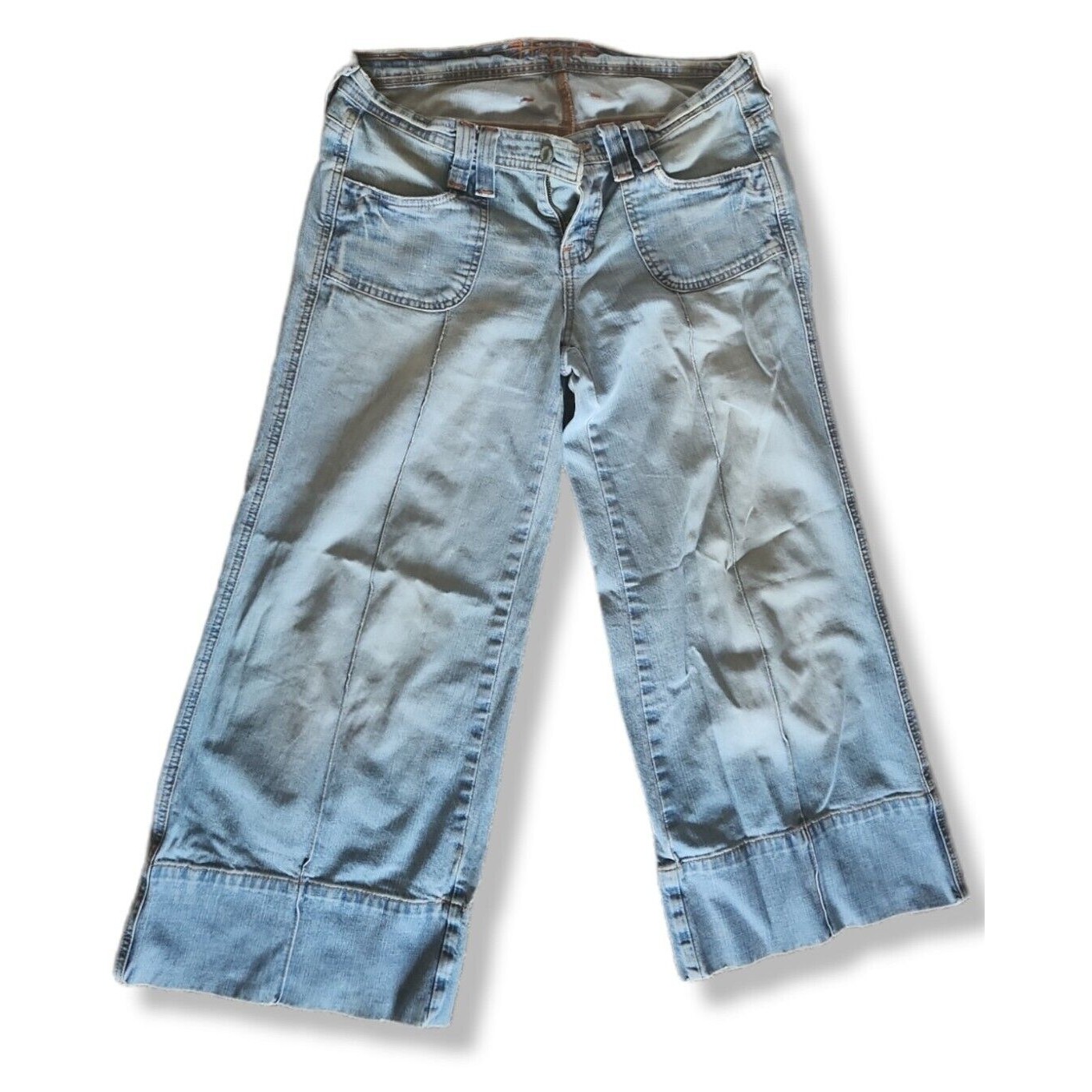 Hippie Brand Denim Wide Cuff Wide Leg Cropped Jeans Size 29